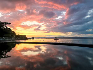 sunset swims in winter